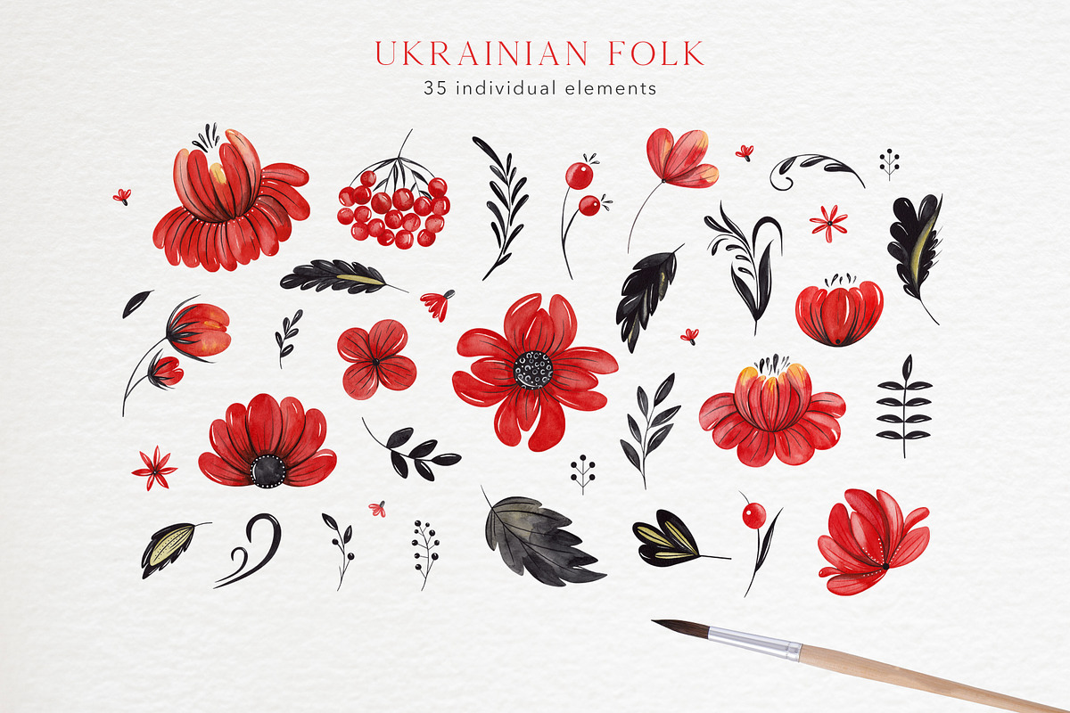 Ukrainian Folk. Watercolor flowers, an Illustration by Ooh Lily (Photo 8 of 12)