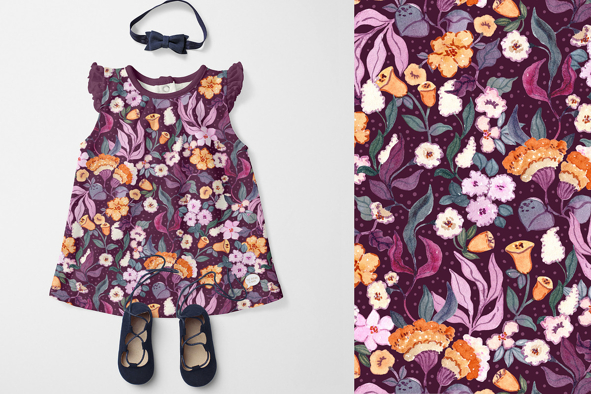 Plum Velvet Floral Pattern, a Pattern Graphic by Webvilla Studio (Photo 2 of 7)