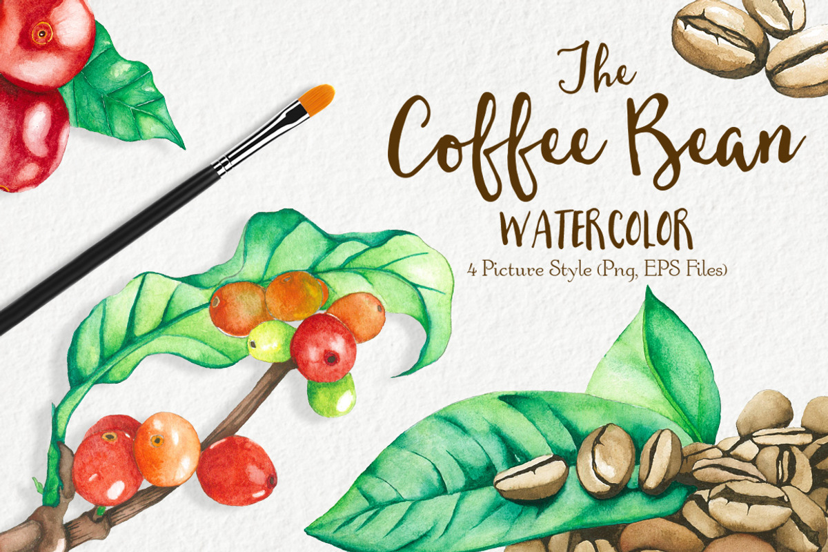 Watercolor Coffee Bean, a Food Illustration by andypray (Photo 1 of 4)