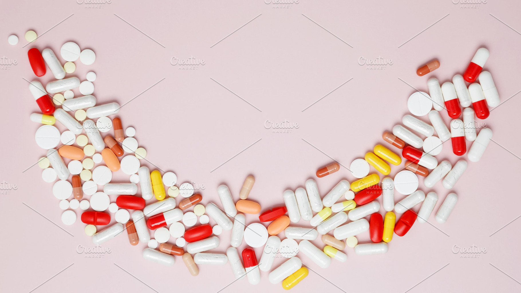 Concept of healthcare and medicine. Various medication tablets and capsules, a Photo by matucha