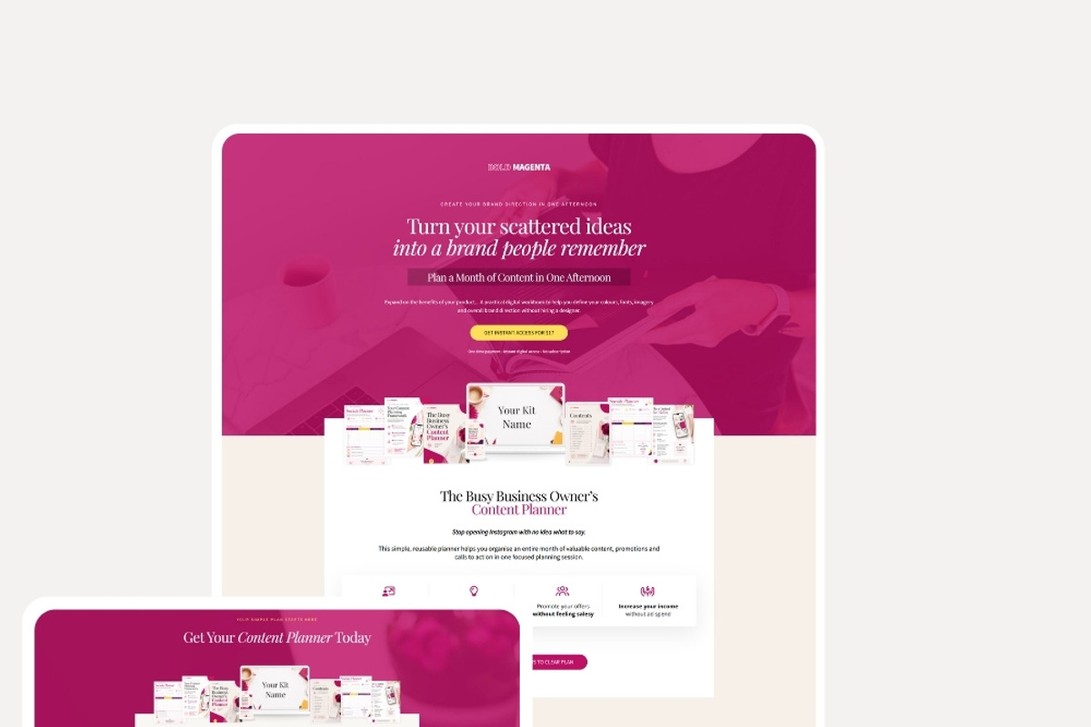 Systeme.io Bold Magenta Mini Offer, a Landing Page Template by Hayley's Digital Hub (Photo 1 of 11)