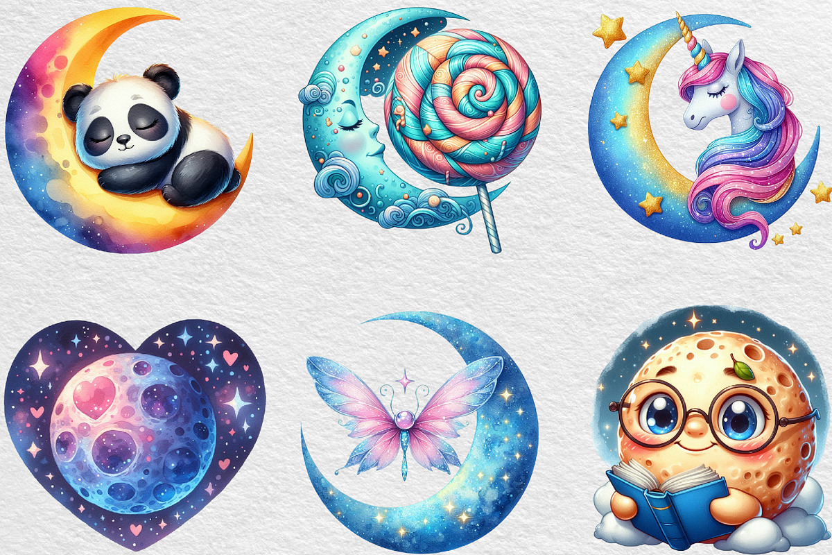 Mystical Moon Sublimation Clipart, an Illustration by Black Bird Studio (Photo 2 of 6)