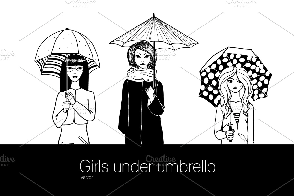 People under umbrellas set, a Person Illustration by AnastasiaFears (Photo 2 of 5)
