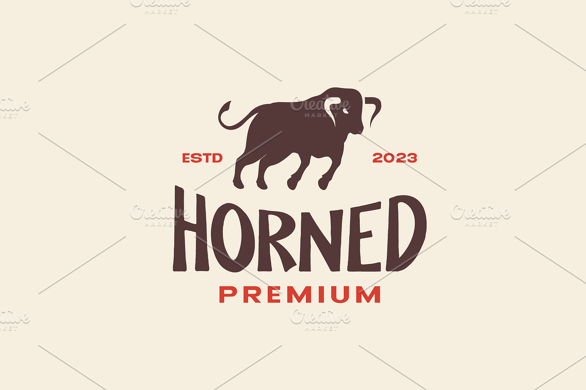 bull long horn angry silhouette logo, a Branding & Logo Template by devastd