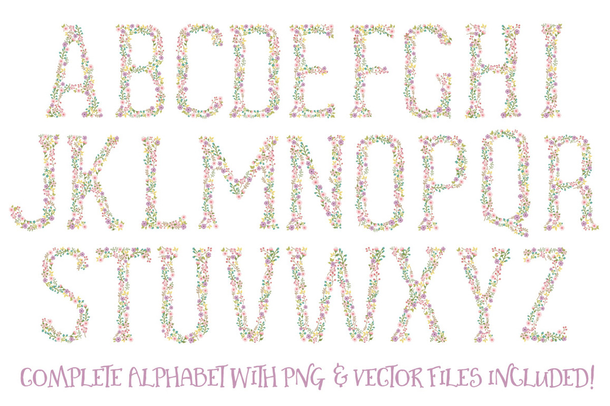 Garden Party Floral Alphabet Vectors, an Illustration by Amanda Ilkov (Photo 5 of 5)