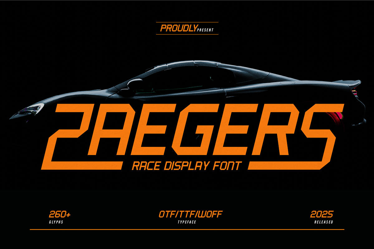 Zaegers | Race Display Font, a Sans Serif Font by Denustudios (Photo 1 of 12)