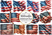 Watercolor American Flag Clipart, an Illustration by OK Design (Thumbnail 1 of 5)