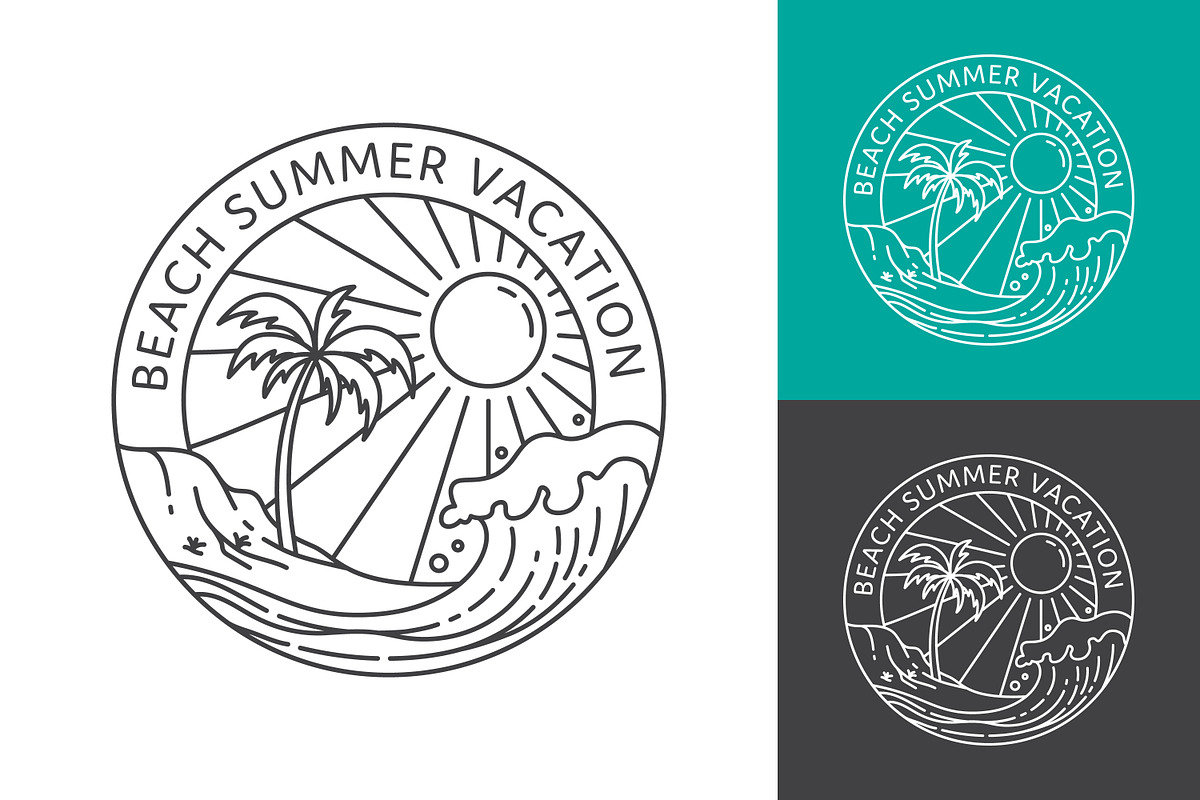 Tropical vacation line art logo, a Branding & Logo Template by Saba Vector (Photo 1 of 3)