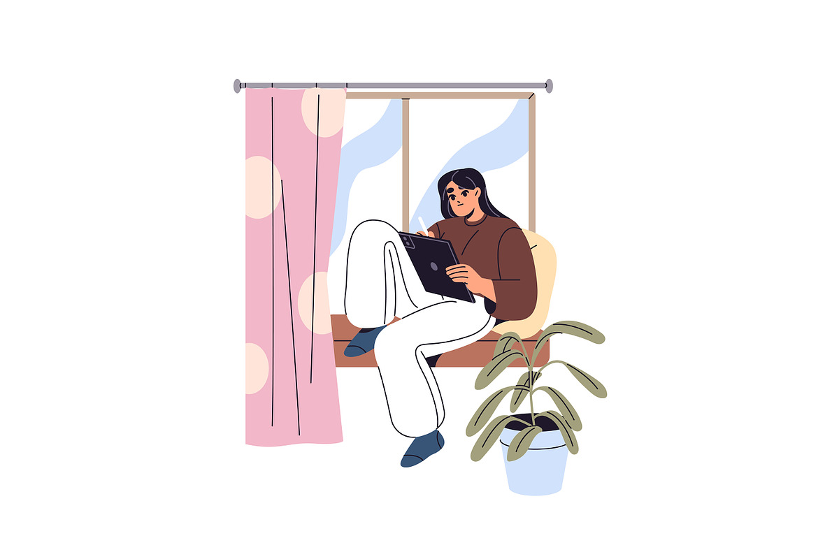 Freelance workers working online set, a Person Illustration by PaperTrident (Photo 4 of 9)