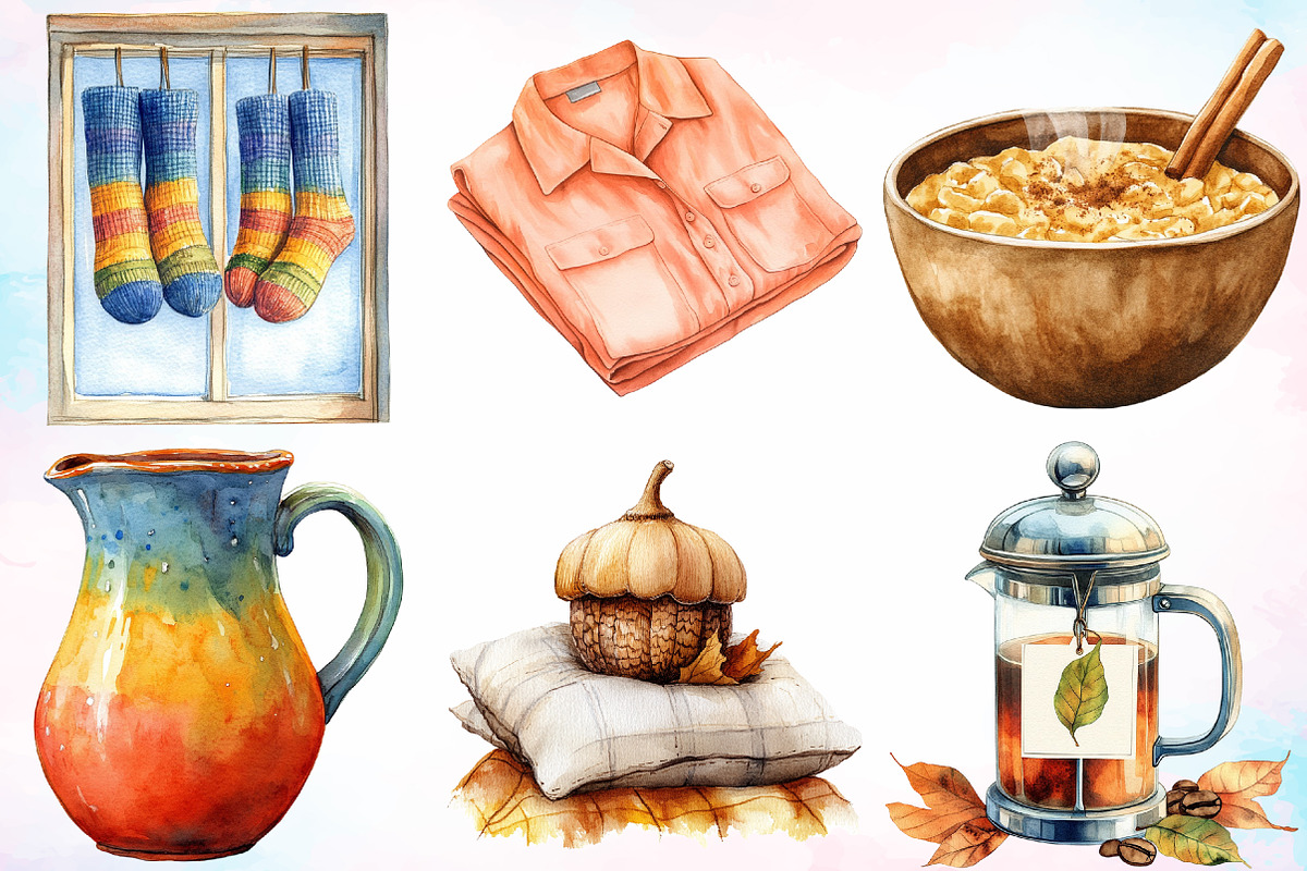 Watercolor Morning Fall Clipart PNG, an Illustration by Canvas Craft (Photo 3 of 3)