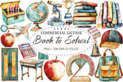Distressed Back to School Clipart, a Seasonal Illustration by designcity5 (Thumbnail 1 of 5)
