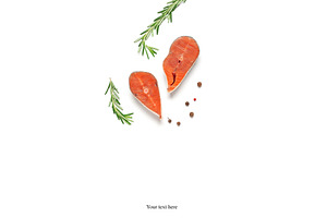Fresh steaks coho salmon with