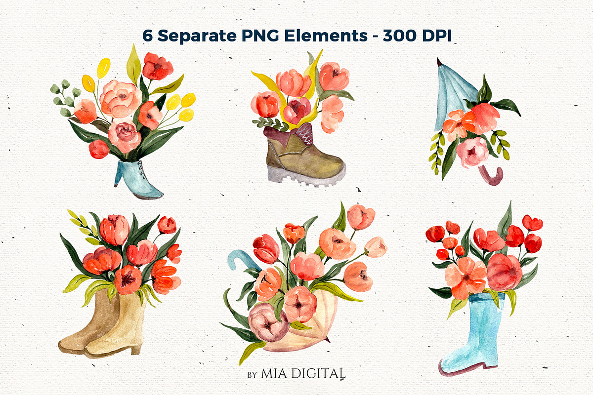Flower Planter, Rain Boot, Umbrella, an Illustration by Mia Digital (Photo 3 of 6)