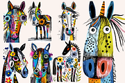 Doodle Cartoon Horses, an Animal Illustration by PrintHaven Designs (Thumbnail 4 of 9)