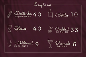 Elegant Line Art Bar Menu Icons