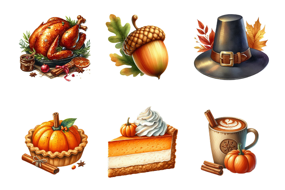 Thanksgiving Watercolor Clipart, an Illustration by SinaCreation (Photo 3 of 5)