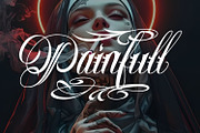 Faithless Edgy Tattoo Font, a Script Font by WhymoreArt (Thumbnail 2 of 12)