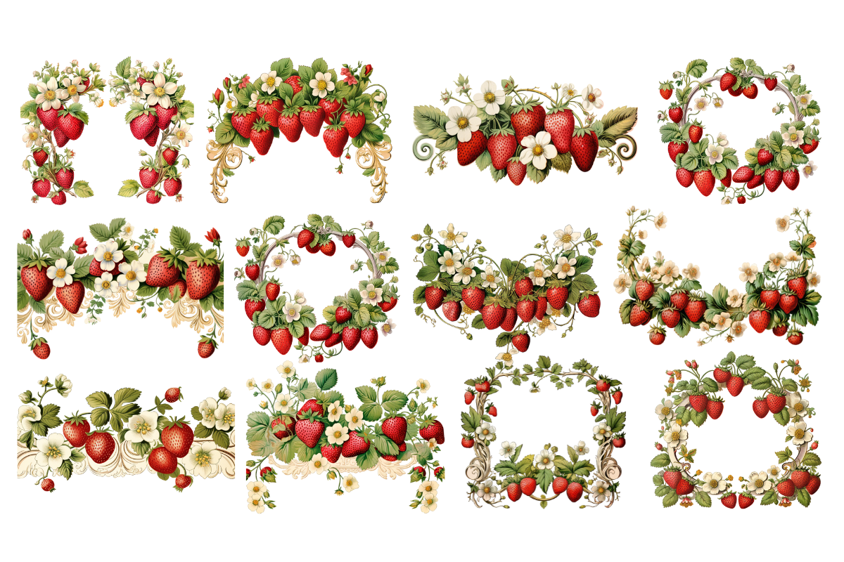 Vintage Strawberry Clipart, an Object Illustration by Digital Xpress (Photo 4 of 7)