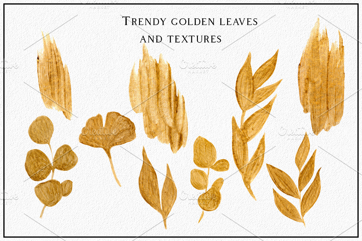 Ink and Gold. Hand drawn clipart, an Illustration by ma_i_vi (Photo 12 of 15)