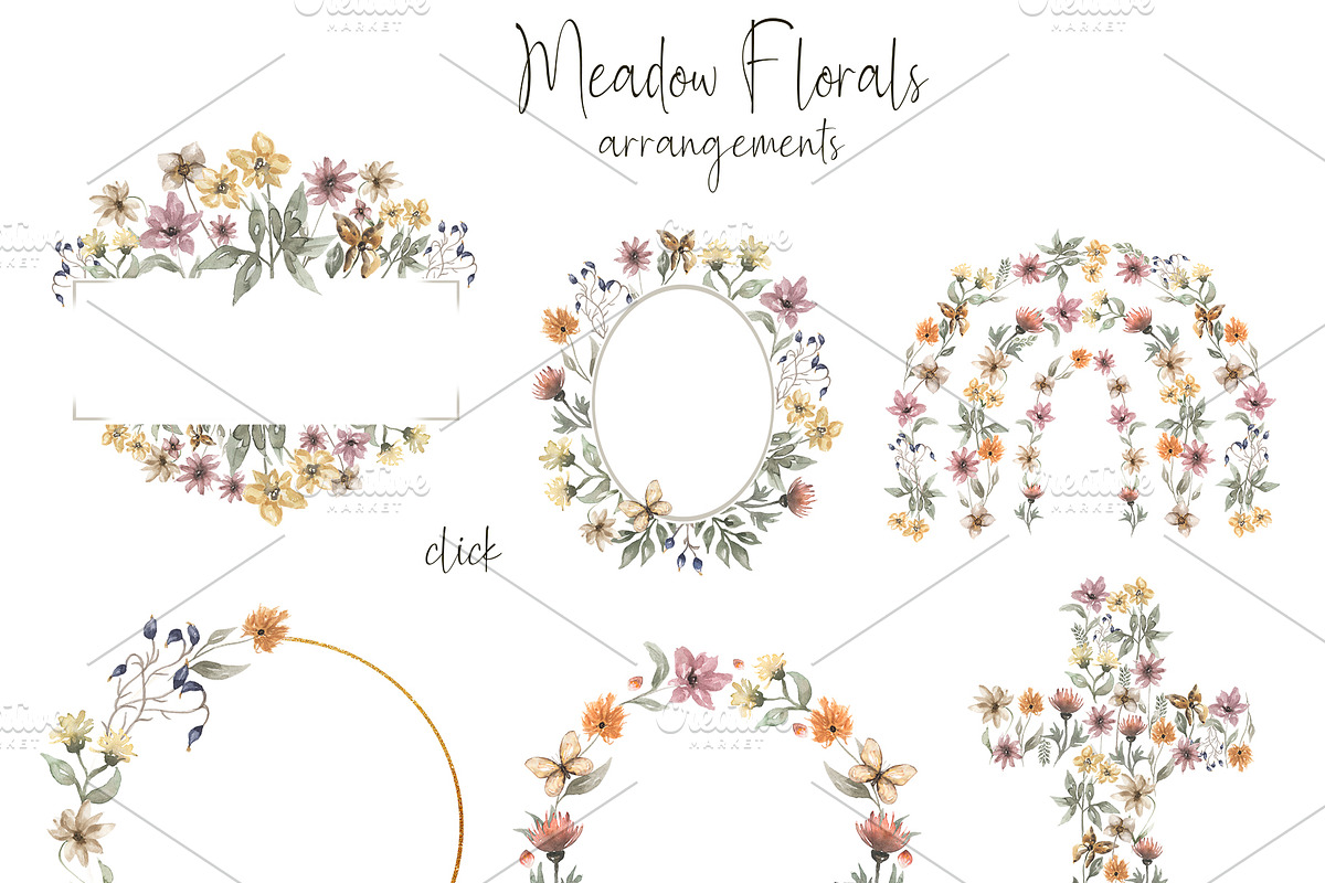Watercolor Meadow Florals Set, a Decorative Illustration by MayaNavits (Photo 2 of 8)