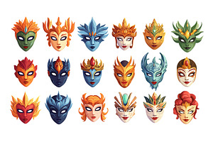Cartoon Italian carnival masks, an Object Illustration by Stock-Smart-Start