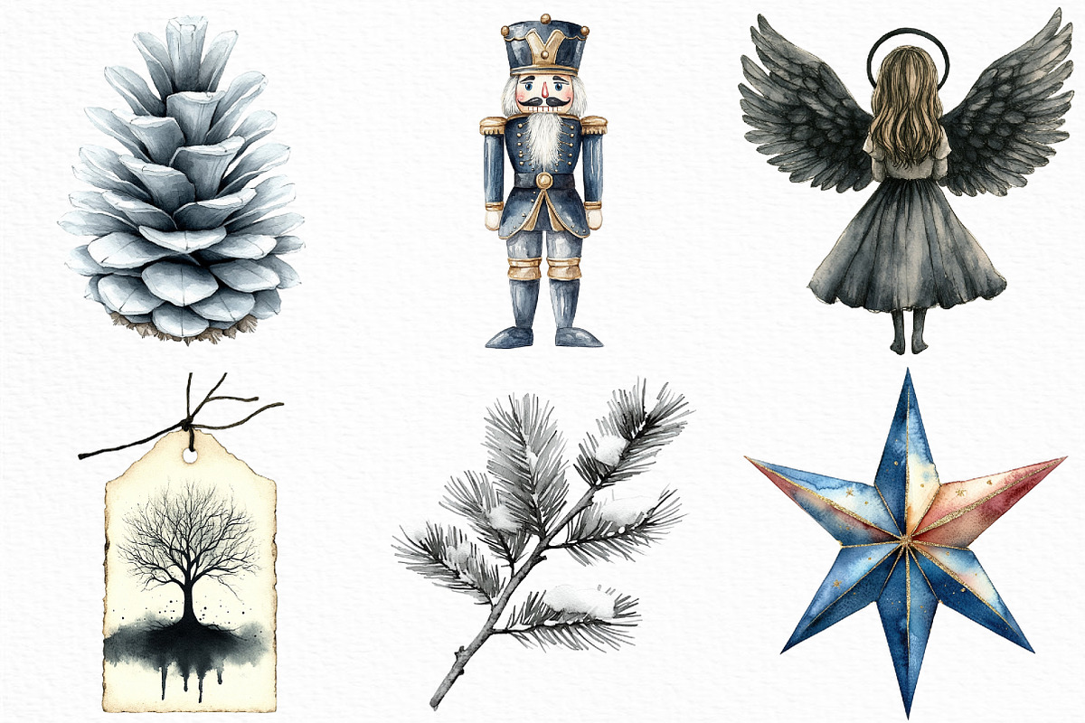 Black and White Christmas Clipart, an Illustration by Craft Nest (Photo 2 of 6)