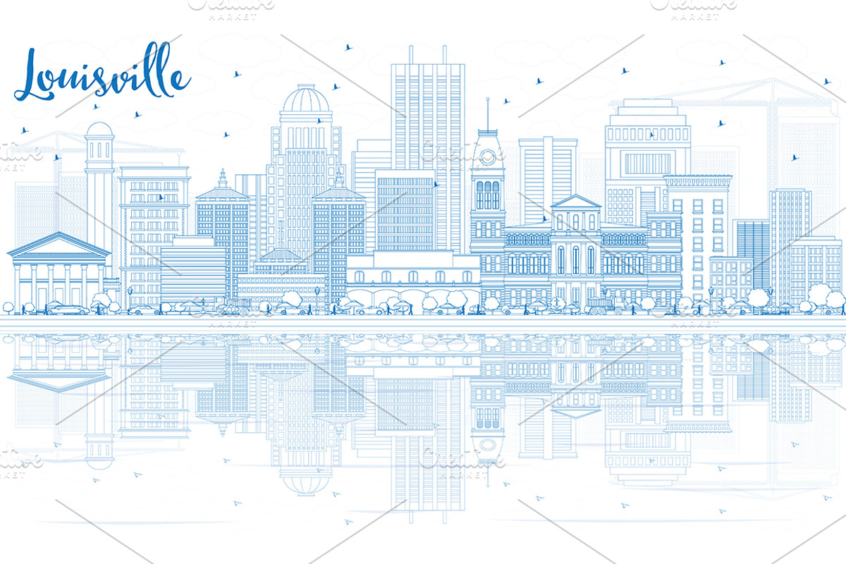 Outline Louisville Skyline, a Person Illustration by Booblgum