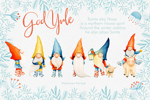 Christmas Gnomes Watercolor Winter