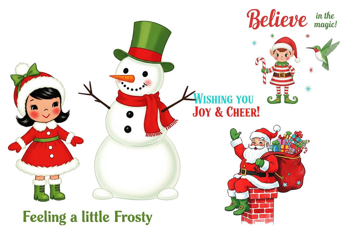 Vintage Christmas Santa Clipart, an Illustration by DreamArtGraphic (Photo 3 of 4)
