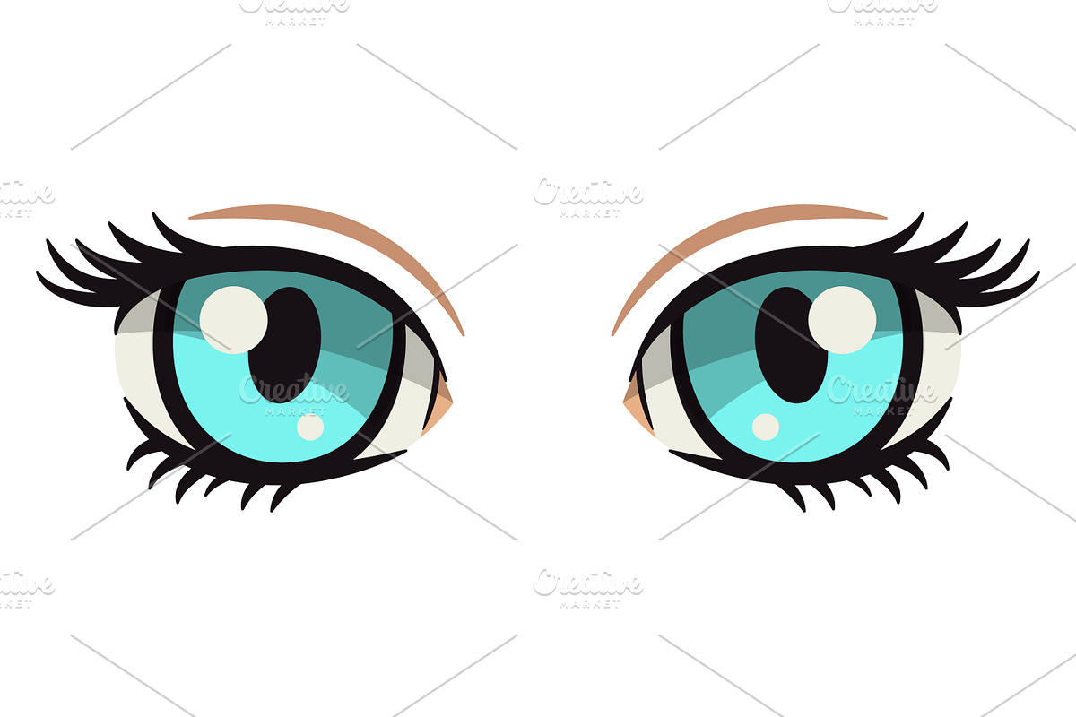 Anime Style Vector Set of Flat Eyes., a Person Illustration by Gomolach (Photo 8 of 25)
