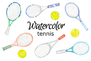 Tennis watercolor clipart, a Background Graphic by GoodFairyClipArt