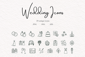Wedding Icons, Hand Drawn Clipart SV