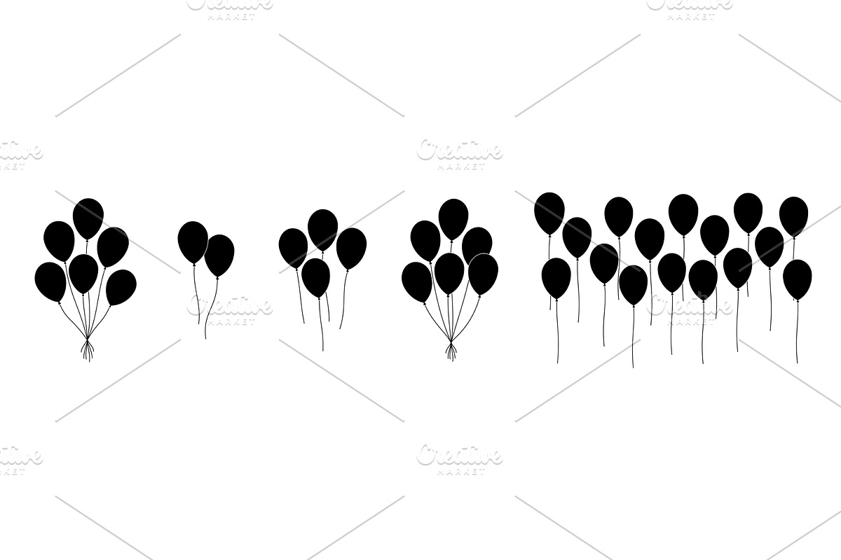 Grouped balloon silhouettes in, an Object Illustration by GraphiShop