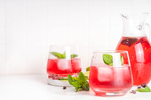 Hibiscus Water or lemonade, summer infused flower drink, a Food & Drink Photo by Rimma