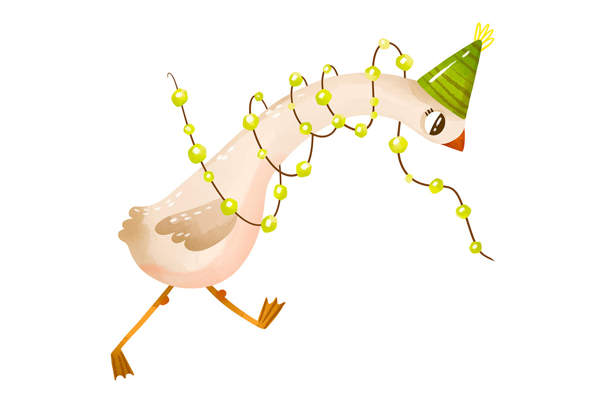 Green Birthday Goose Clipart Set, an Animal Illustration by the_myro (Photo 5 of 10)