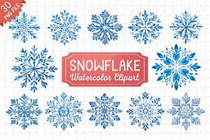 Snowflake Watercolor Clipart Bundle, an Illustration by RaiihanCrafts