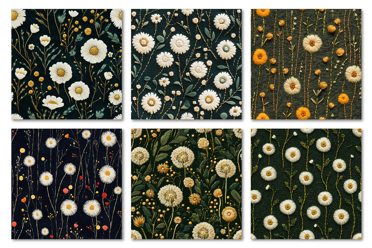 Felt Embroidered Dandelions Papers, a Texture Graphic by Dream Creation (Photo 4 of 7)