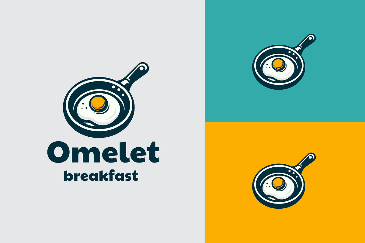 omelet Egg and Pan Skillet Logo, a Branding & Logo Template by funpixel