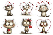Whimsical Cats Valentine's Day Clipa, an Illustration by Pixels.Craft (Thumbnail 5 of 5)
