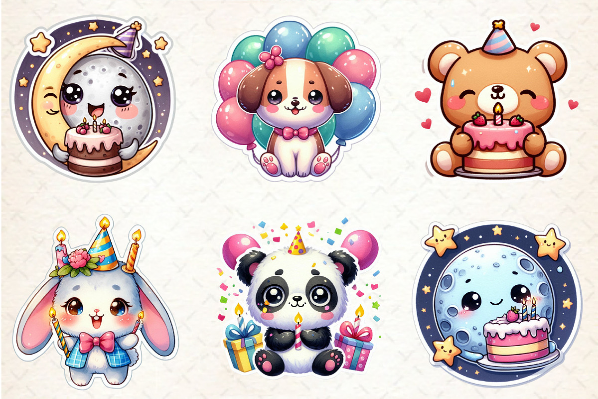 Kawaii Birthday Clipart Bundle, an Illustration by SinaCreation (Photo 4 of 5)
