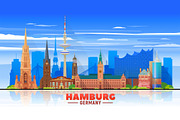 Hamburg Germany skyline, an Illustration by Sky and glass (Thumbnail 2 of 6)