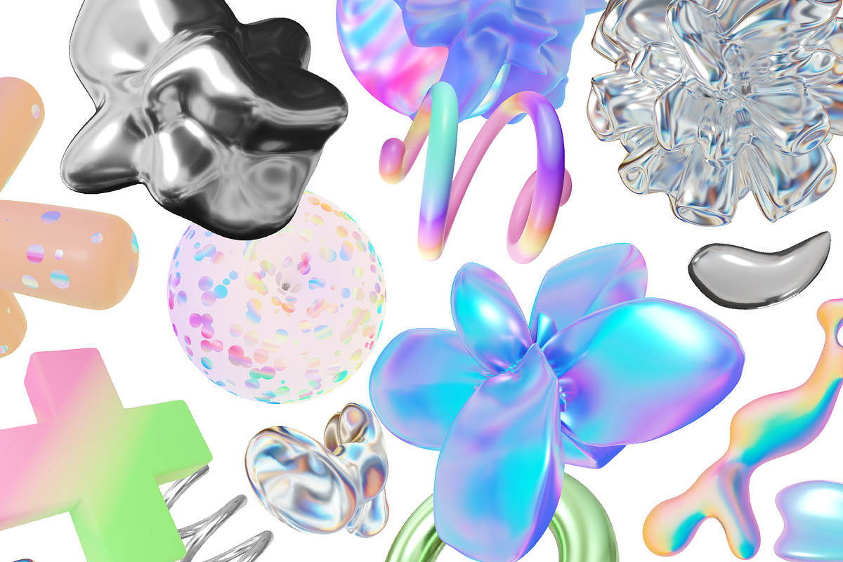 Surreal Holo Abstract 3D Shapes, a Graphic by LarysaZabrotskaya (Photo 11 of 11)