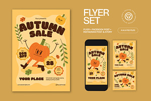 Cream Quirky Autumn Sale Flyer Set, a Flyer Template by graphicook