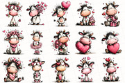 Quirky Valentine Cow Clipart, an Illustration by OK Design (Thumbnail 3 of 6)