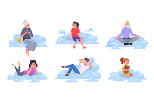 People in clouds. Adults and kits, a Person Illustration by Onyx