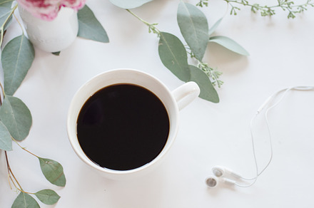 Peony Stock Image with Coffee, a Photo by JanaBishopCollection