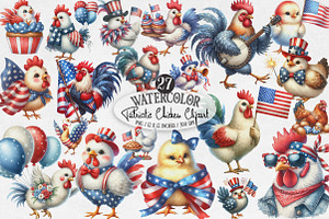 Watercolor Patriotic Chicken PNG, an Illustration by Designking