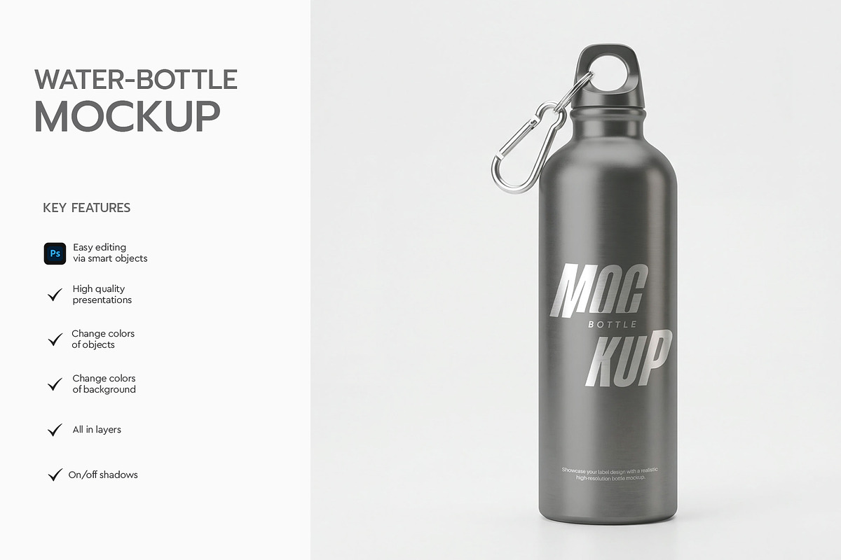 Metal Water Bottle Mock & Carabiner