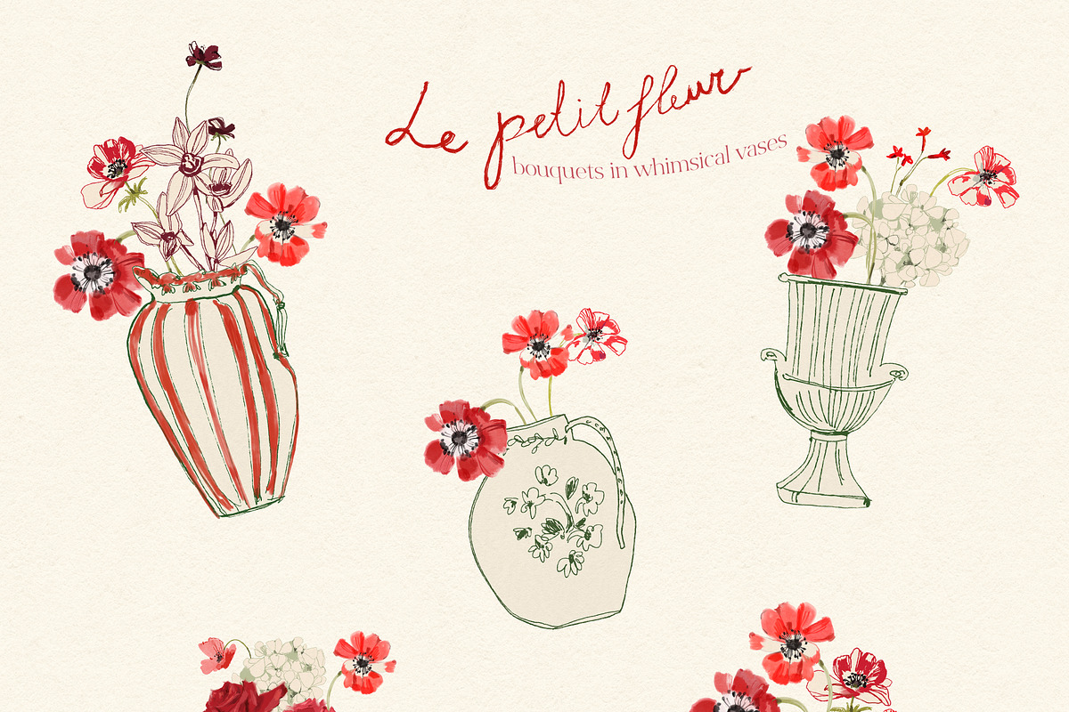 Red Burgundy Flowers PNG, a Decorative Illustration by whiteheartdesign (Photo 8 of 17)