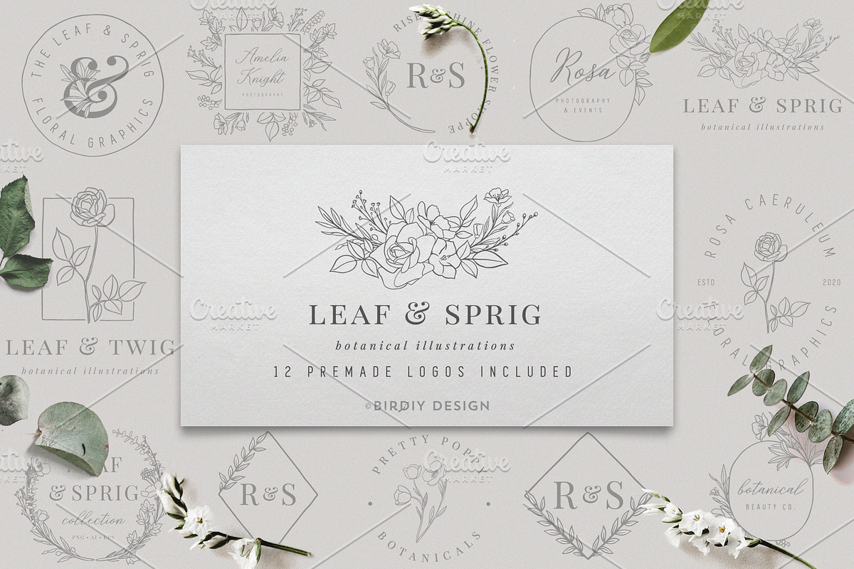 Botanical Illustrations & Logo Kit, an Illustration by BirDIY Design (Photo 9 of 10)
